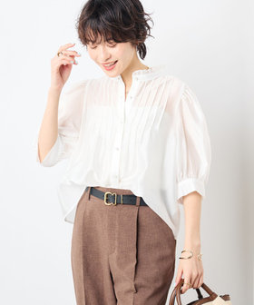 ブラウス シャツ 5分袖衿フリルブラウス レディース r・p・s ブラウス シャツ 刺繍入りフリル衿5分袖ブラウス