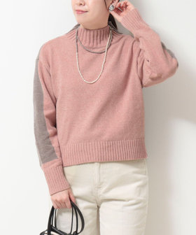 モール配色ハイネックプルオーバーニット
