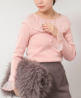 《手洗い可能》シアーフリル総針プルオーバー