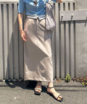 NOLLEY&#39;S - ノーリーズ 22SS セットアップ 半袖シャツ ミディフレアスカート ロング セットアップ対応》ウォッシャブルニットジョーゼットタイト