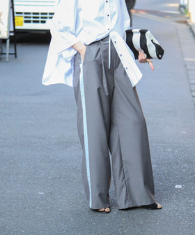 【MAQWEL/マクウェル】ウォッシャブルラインパンツ