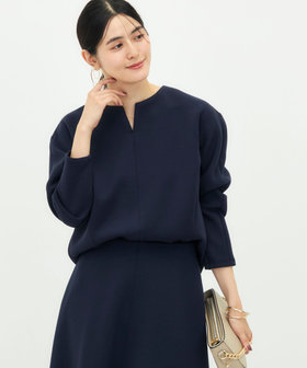《UVカット/接触冷感/セットアップ対応》ウォッシャブルダンボールキーネックプルオーバー