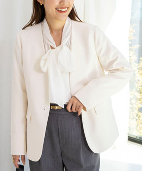 《セットアップ対応》ウォッシャブルサージストレッチVネックジャケット