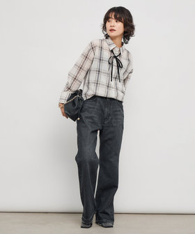 会員限定 BLACK FRIDAY対象］ウォッシャブルリボン付きチェックシャツ