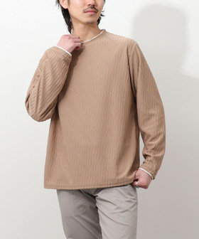 ウェーブ柄ジャガード　ダブルネック　ロンＴ