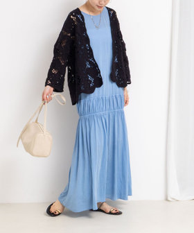 顔料染マキシ丈ワンピース