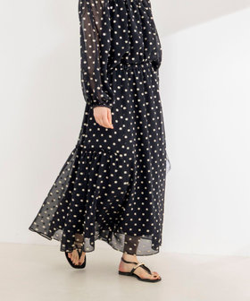 《セットアップ対応》ラメカットジャガードフレアスカート