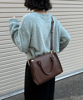 《500mlボトル収納可/通勤にもおすすめ》パイピングスクエアボストンバッグ