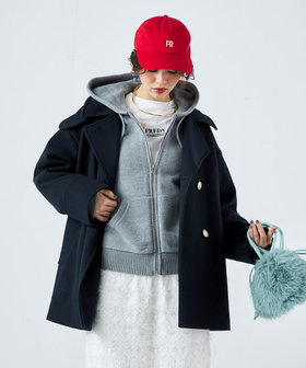 新品タグ付き　ウール混ミドル丈Pコート　モカ　フリーサイズ trim_ofnls_item908ed884cbee11e