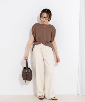 RM denim】リネン混ひも付きリラックスパンツ（6-0038-2-09-004）｜Rie