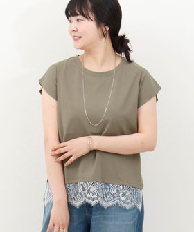 接触冷感》《吸水速乾》DRY COTTON裾レースTシャツ（6-0819-4-03-011
