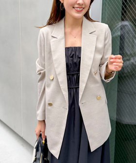 ウォッシャブル麻調スラブWジャケット