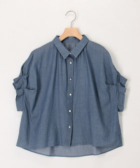 《セットアップ対応》シアーデニム袖タックブラウス