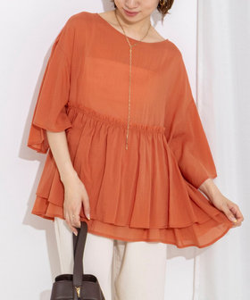 【WEB限定】ダブルギャザーオーバーブラウス