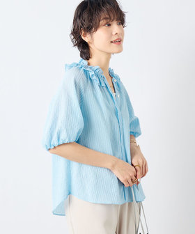 NOLLEY'S sophi　サッカーチェックフリルネックブラウス NOLLEY'S Sophi ブラウス シャツ サッカーチェックフリルネック