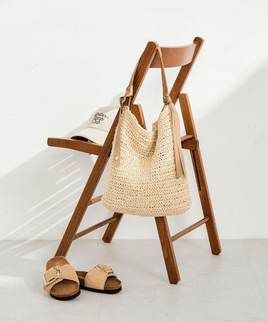 グログランハンドル柄編みトート