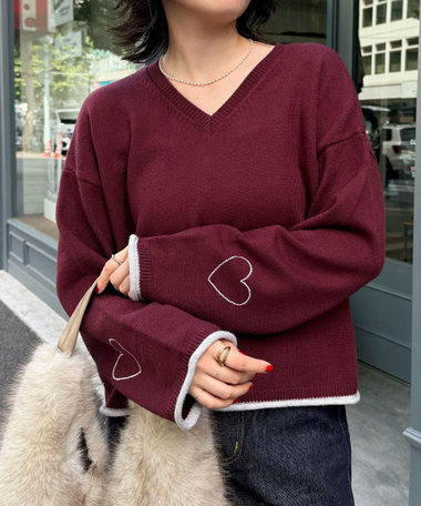 ［FREDY＆GLOSTER限定 TIME SALE！］ハートST Vネックニットプルオーバー