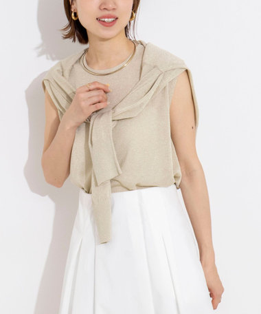 《手洗い可能/アンサンブル対応》ラメノースリーブプルオーバー