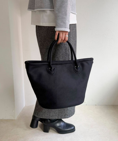 フェイクスエードパイピングトートバッグ