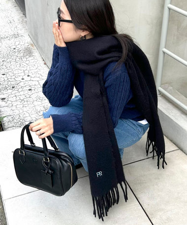 FR刺繍ブークレ無地ストール