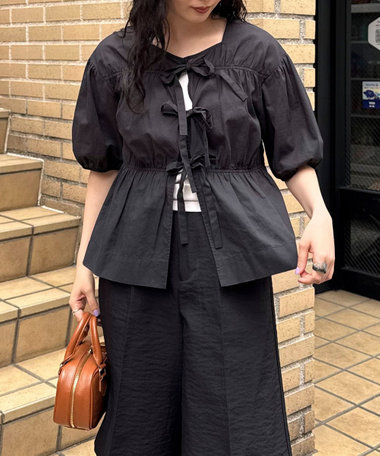 フロントリボンブラウス