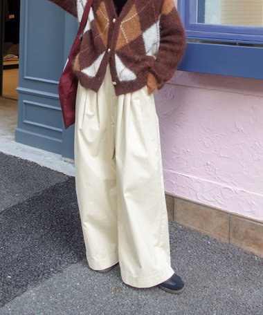 【MAQWEL/マクウェル】ウォッシャブルタックワイドパンツ