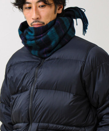 【カシミヤブレンド】ウールリバーシブルチェックマフラー