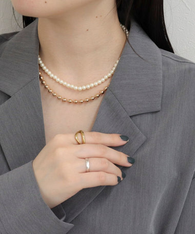 パールメタルフリーフックネックレス