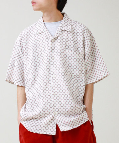 【選べる6柄】オールオーバーパターン 半袖オープンカラーシャツ