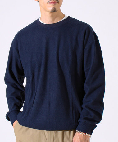 【レイヤードに最適】起毛ワッフル 裾ドロストロンT