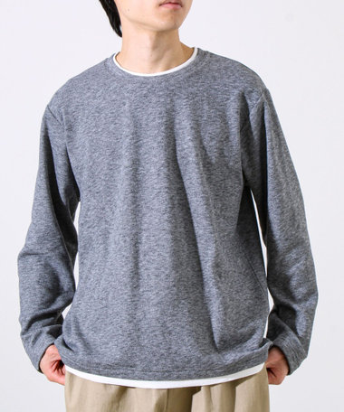 【もちもち素材】ストレッチサカリバ起毛フェイクレイヤードプルオーバー