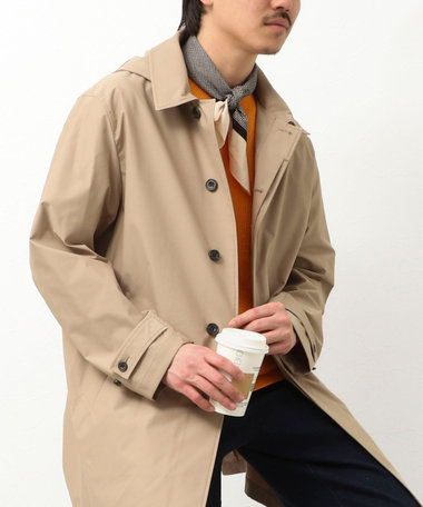 《ビジカジ対応》《撥水加工》フード付きステンカラーコート