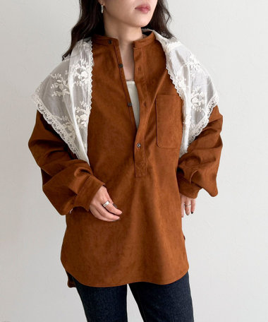 【LANCER CLOTHING CORPORATION】STANDCOLLAR SHIRTS SUEDE