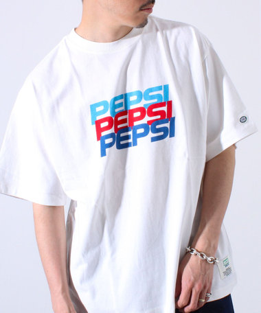 ［WEB限定 TIME SALE！］【PEPSI×DISCUS ATHLETIC】コラボ プリント 半袖 クルーネックTシャツ