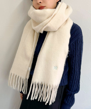 FR刺繍ブークレ無地ストール