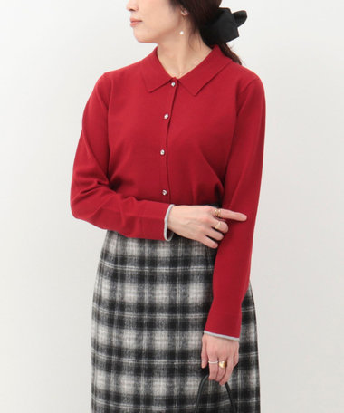 スーパーストレッチ衿付きカーディガン