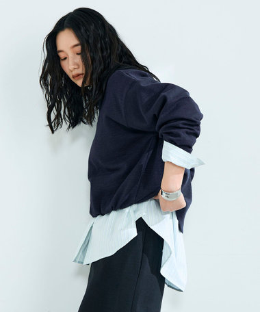 裾インゴムブークレープルオーバー