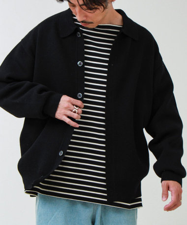 Collared wool JK 衿付きニットカーディガン