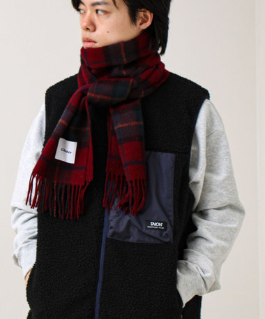 【カシミヤブレンド】ウールリバーシブルチェックマフラー