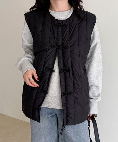 【TAION/タイオン】REVERSIBLE CHINA BUTTON INNER DOWN VEST