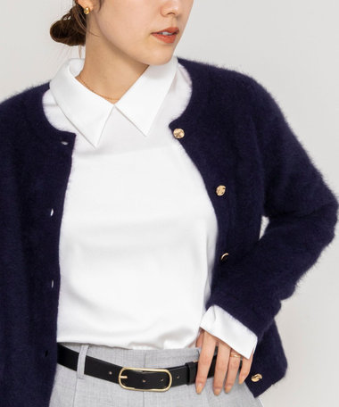 ウォッシャブルNEWオトナサテン襟付きブラウス