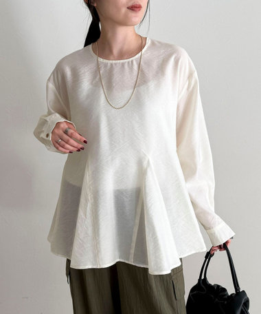 ペプラムシアーボリュームブラウス