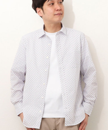 サッカープリント　レギュラーカラーシャツ