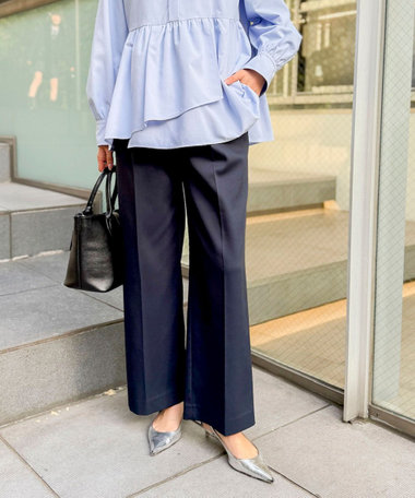 《セットアップ対応》ウォッシャブルジョーゼットタックパンツ