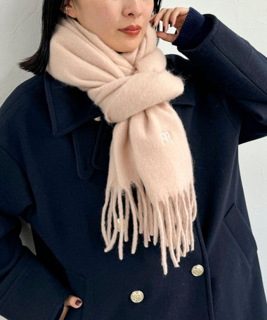 FR刺繍ブークレ無地ストール