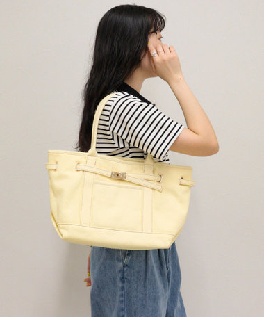 金具ベルトデニムトートバッグ