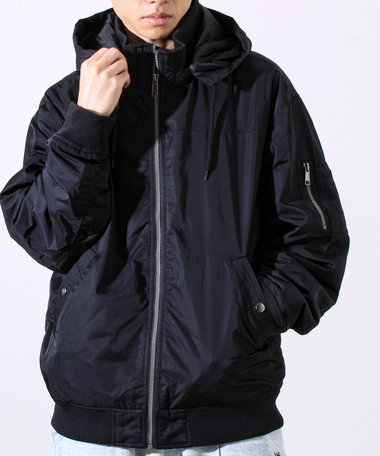 【フード脱着/2WAY】リブスタンドブルゾン