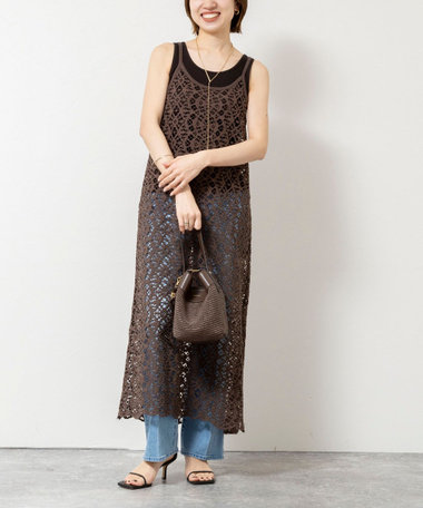 ウォッシャブルクロッシェレースキャミワンピース