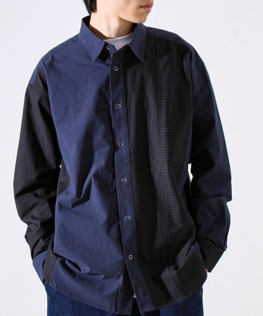 【無地×柄の遊び心デザイン】スマートクレイジーロングスリーブシャツ