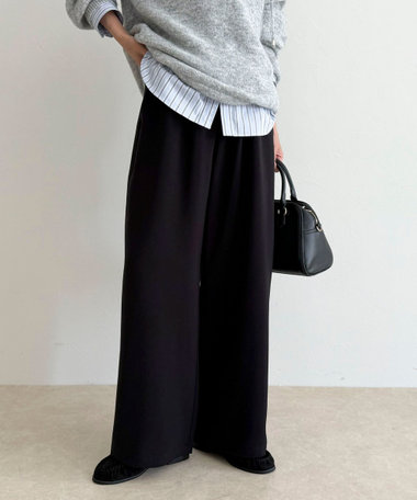 値下fredy repit 麻リネンワイドイージーパンツ ノーリーズフレディ４枚 フレディレピ FREDY REPIT ワイドパンツ 麻 リネン 36 S 黒